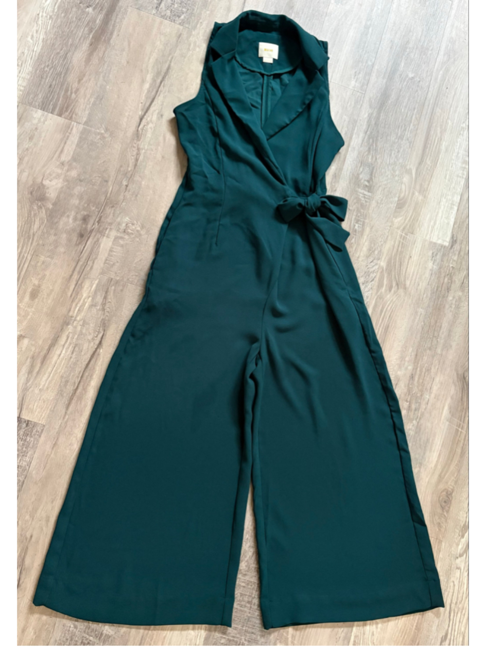 Anthropologie Maeve Seymour Tie-Waist Jumpsuit Deep Teal Size 6 - Picture 8 of 12